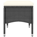 5 Piece Garden Bistro Set Poly Rattan and Tempered Glass Black - Rear View