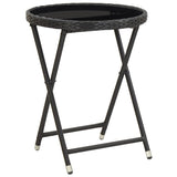 5 Piece Garden Bistro Set Poly Rattan and Tempered Glass Black - Close-Up Angle