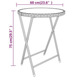 5 Piece Garden Bistro Set Poly Rattan and Tempered Glass Grey
