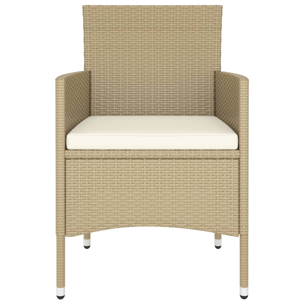 5 Piece Garden Bistro Set Poly Rattan and Tempered Glass Beige