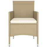 5 Piece Garden Bistro Set Poly Rattan and Tempered Glass Beige