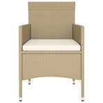 5 Piece Garden Bistro Set Poly Rattan and Tempered Glass Beige