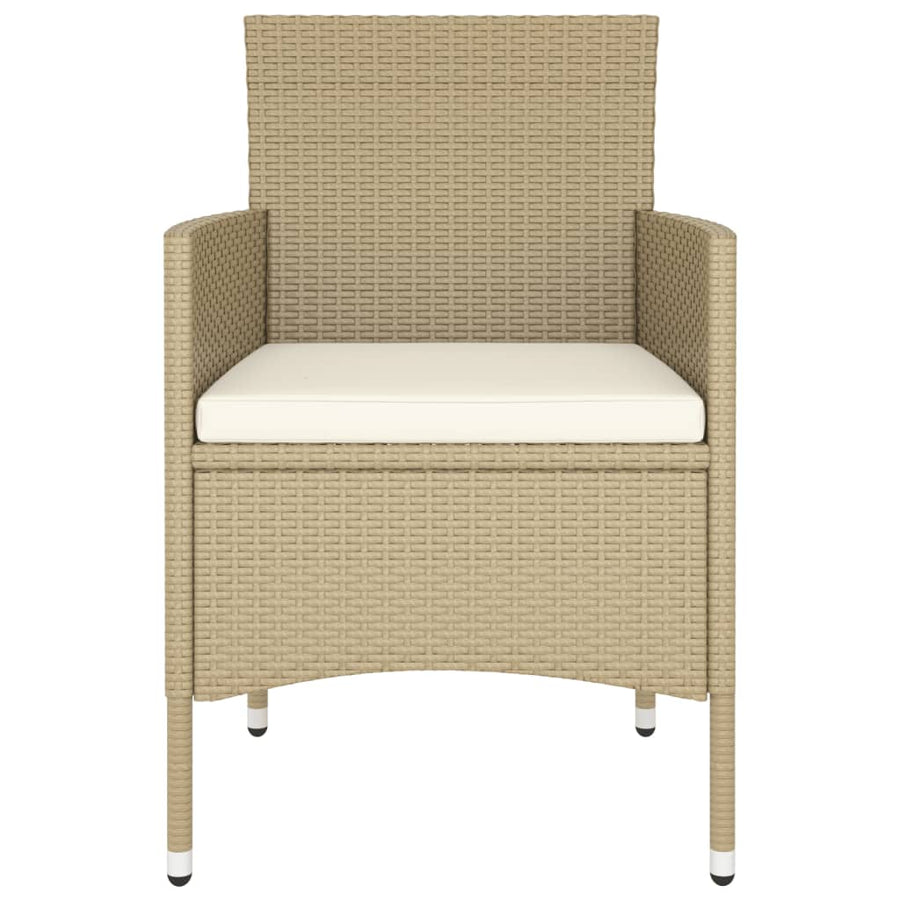 5 Piece Garden Bistro Set Poly Rattan and Tempered Glass Beige