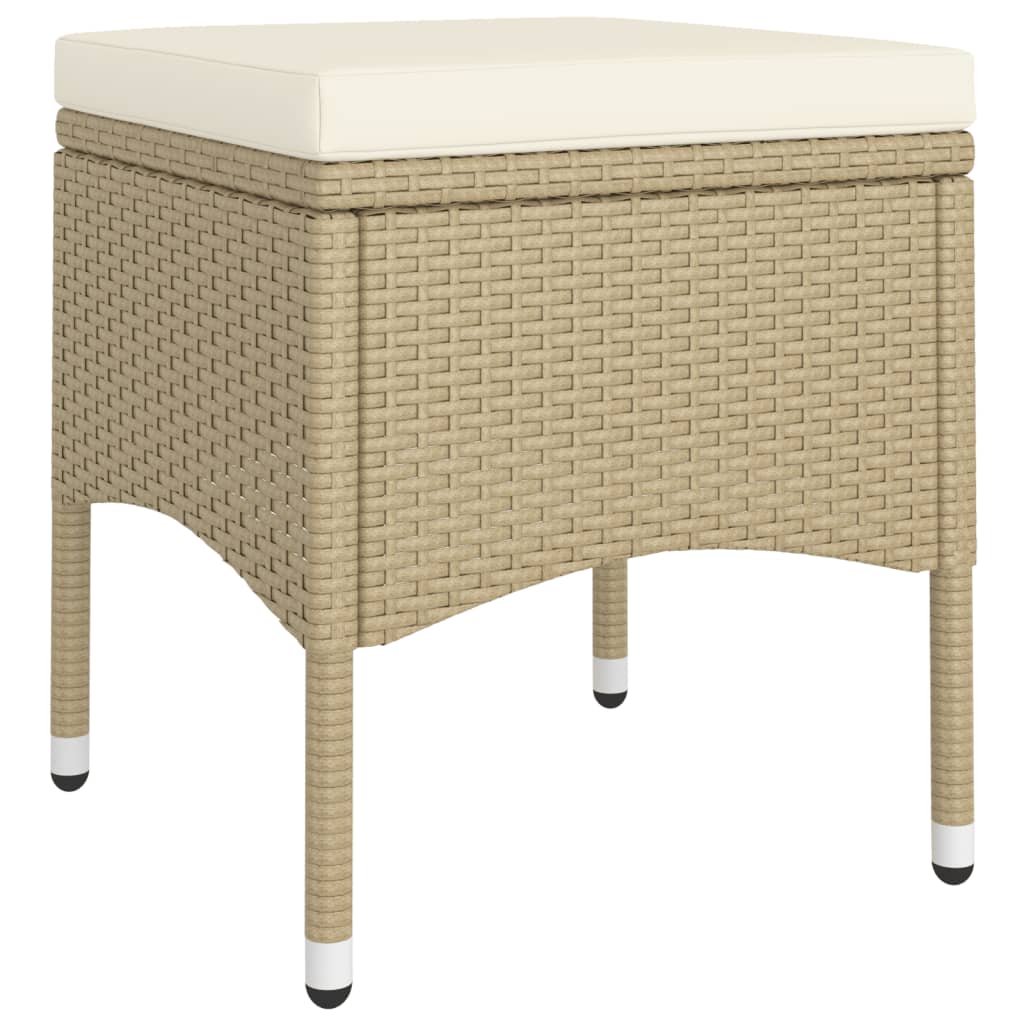 5 Piece Garden Bistro Set Poly Rattan and Tempered Glass Beige