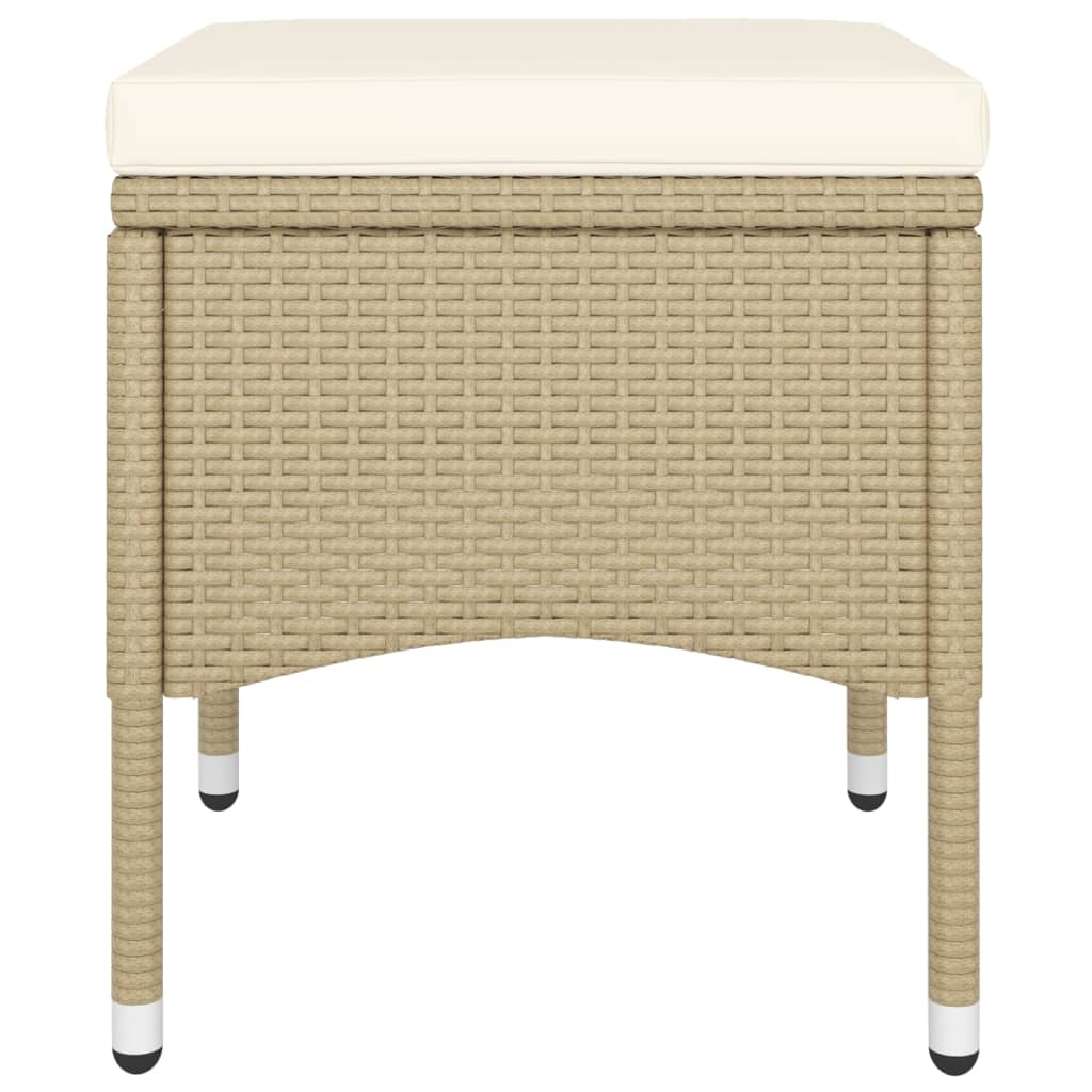 5 Piece Garden Bistro Set Poly Rattan and Tempered Glass Beige