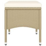 5 Piece Garden Bistro Set Poly Rattan and Tempered Glass Beige - Close-Up Angle