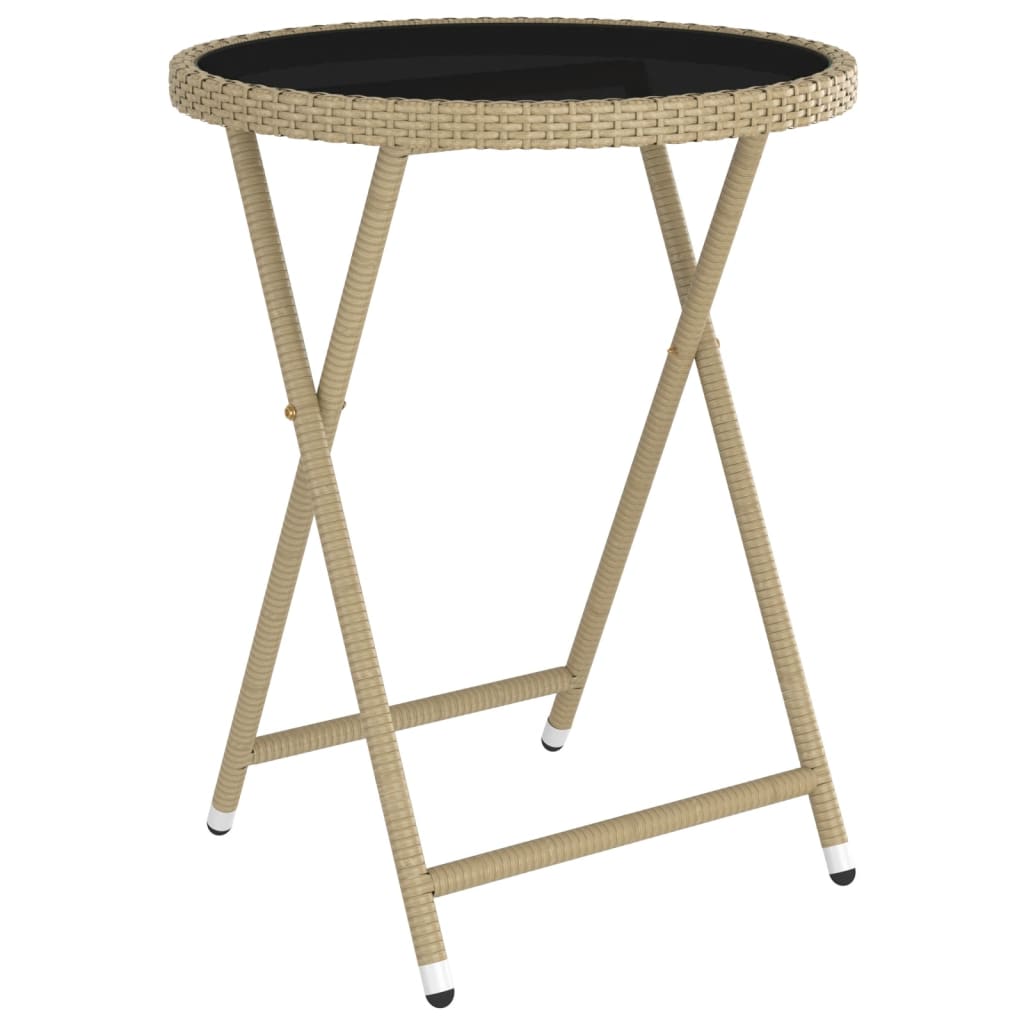 5 Piece Garden Bistro Set Poly Rattan and Tempered Glass Beige