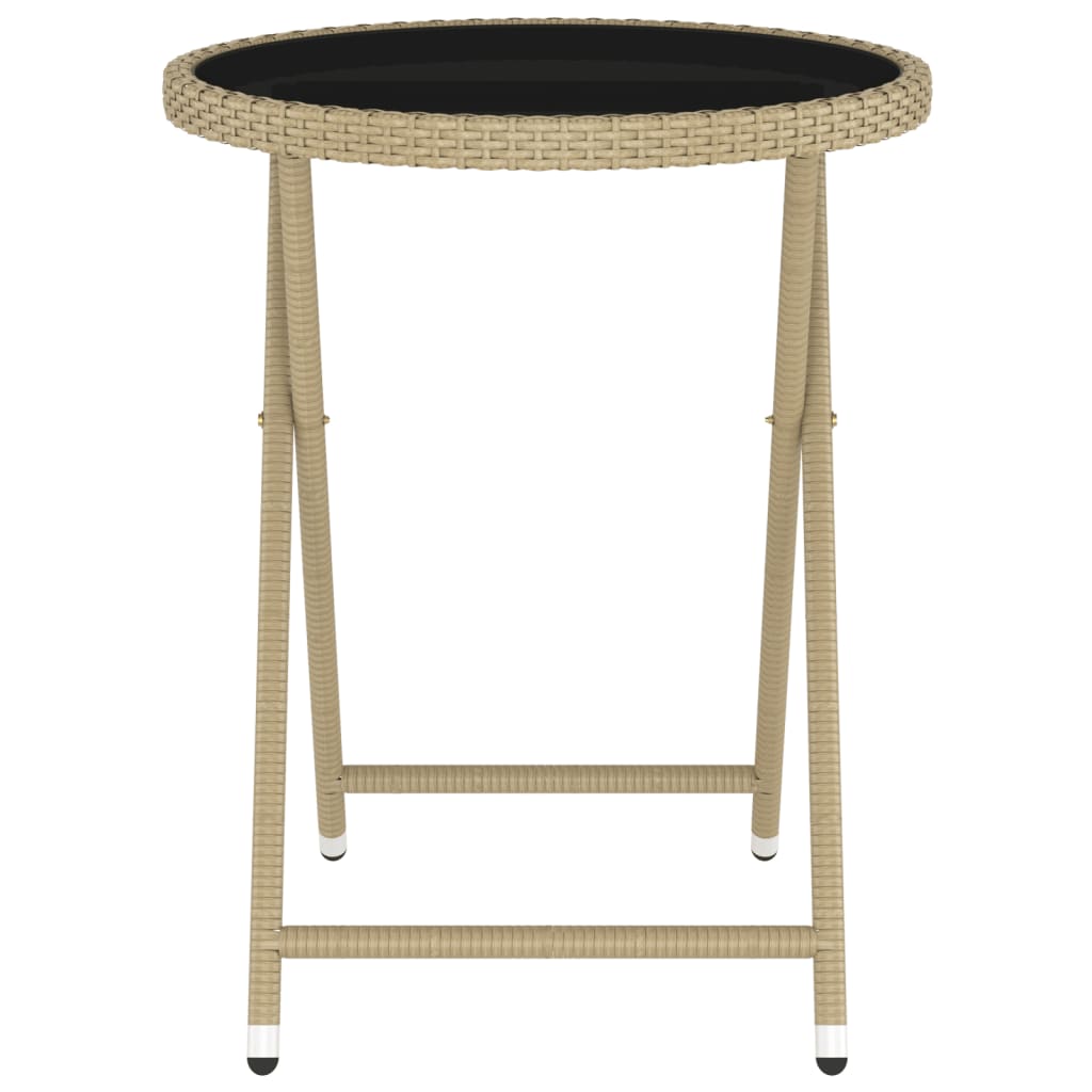 5 Piece Garden Bistro Set Poly Rattan and Tempered Glass Beige