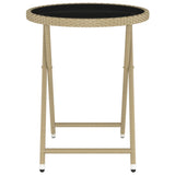 5 Piece Garden Bistro Set Poly Rattan and Tempered Glass Beige - Extra Image