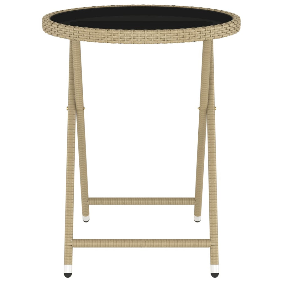 5 Piece Garden Bistro Set Poly Rattan and Tempered Glass Beige