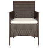 5 Piece Garden Bistro Set Poly Rattan and Tempered Glass Brown