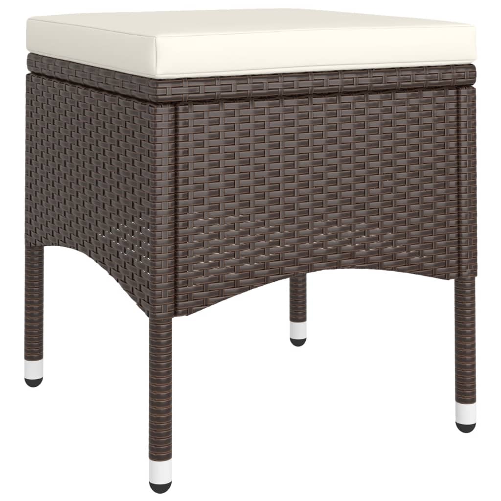 5 Piece Garden Bistro Set Poly Rattan and Tempered Glass Brown