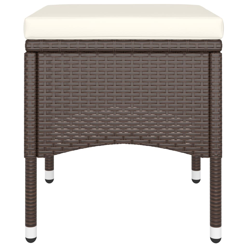 5 Piece Garden Bistro Set Poly Rattan and Tempered Glass Brown