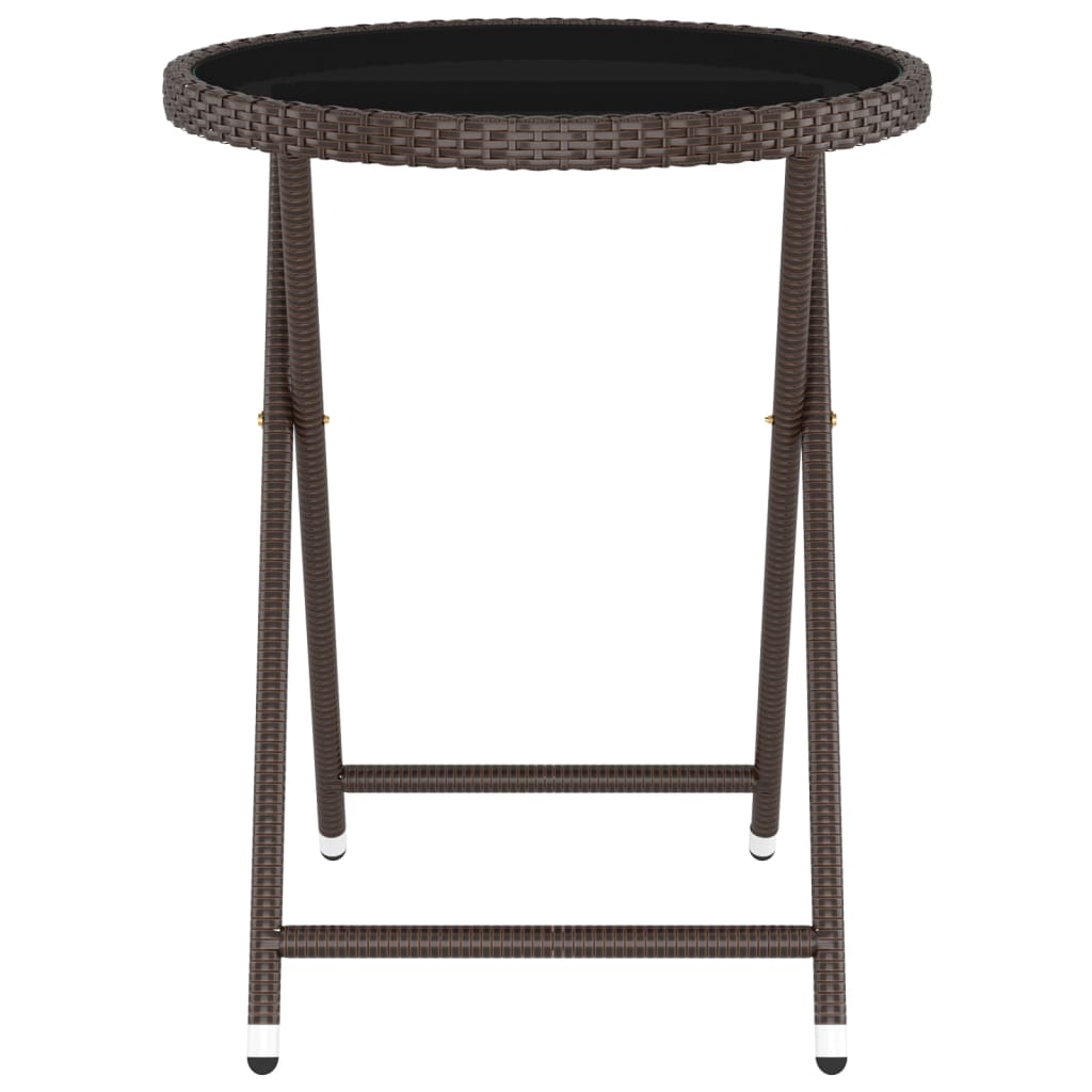 5 Piece Garden Bistro Set Poly Rattan and Tempered Glass Brown
