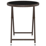 5 Piece Garden Bistro Set Poly Rattan and Tempered Glass Brown