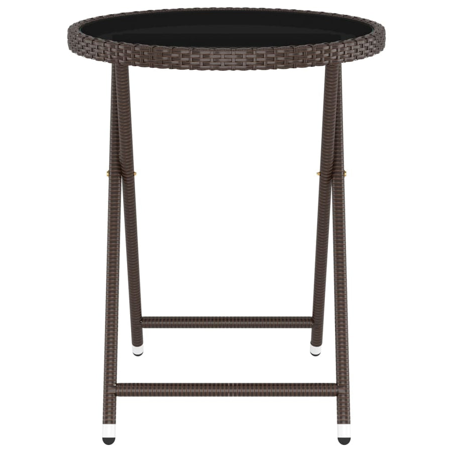 5 Piece Garden Bistro Set Poly Rattan and Tempered Glass Brown