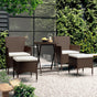 5 Piece Garden Bistro Set Poly Rattan and Tempered Glass Brown