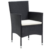 5 Piece Garden Bistro Set Poly Rattan & Solid Acacia Wood Black - Side View