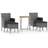 5 Piece Garden Bistro Set Poly Rattan & Solid Acacia Wood Grey