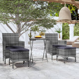 5 Piece Garden Bistro Set Poly Rattan & Solid Acacia Wood Grey