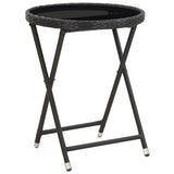 5 Piece Garden Bistro Set Poly Rattan and Tempered Glass Black - Close-Up Angle
