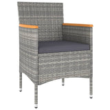 5 Piece Garden Bistro Set Poly Rattan and Tempered Glass Grey