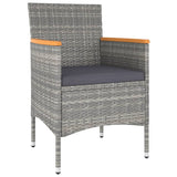 5 Piece Garden Bistro Set Poly Rattan and Tempered Glass Grey - Side View
