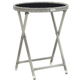 5 Piece Garden Bistro Set Poly Rattan and Tempered Glass Grey - Close-Up Angle