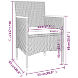 5 Piece Garden Bistro Set Poly Rattan and Tempered Glass Grey - Extra Image