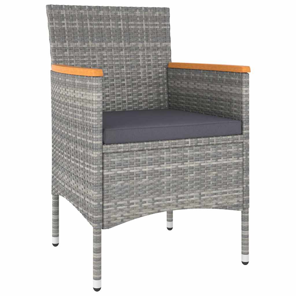 5 Piece Garden Bistro Set Poly Rattan & Solid Acacia Wood Grey