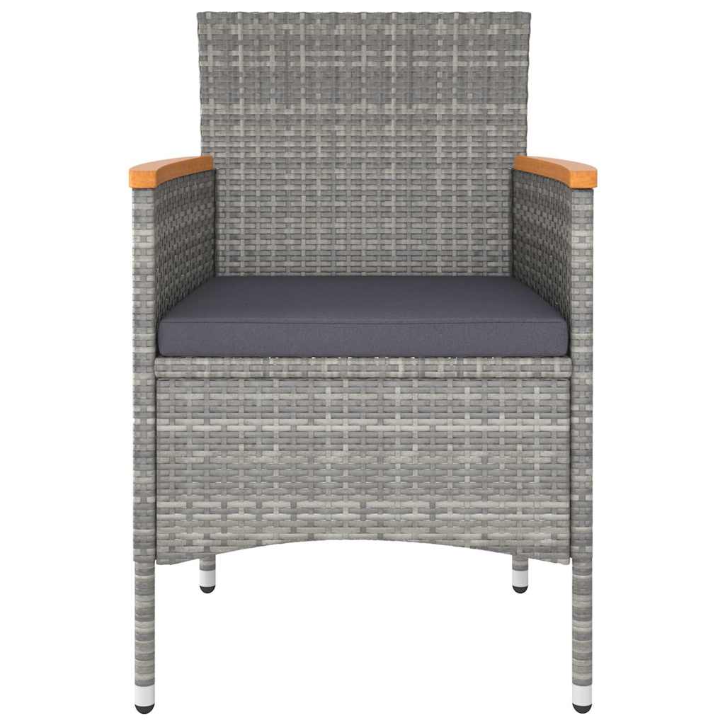 5 Piece Garden Bistro Set Poly Rattan & Solid Acacia Wood Grey
