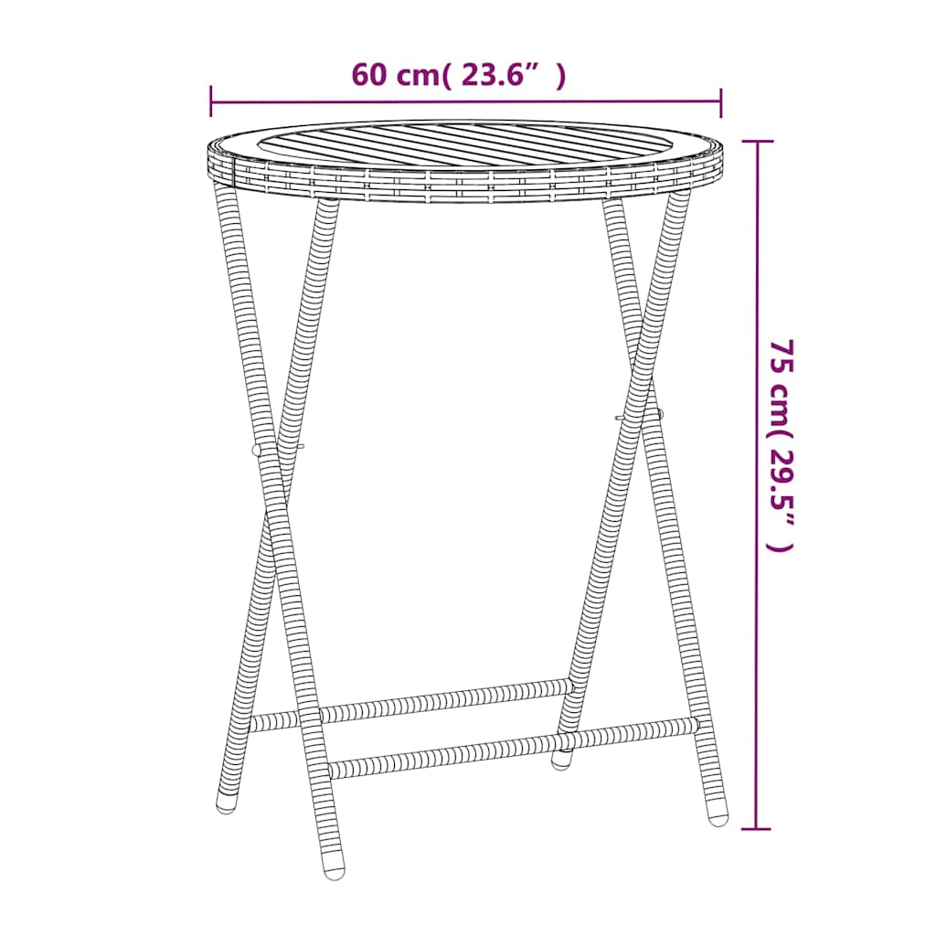 5 Piece Garden Bistro Set Poly Rattan & Solid Acacia Wood Grey