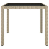 3 Piece Garden Dining Set Poly Rattan and Tempered Glass Beige - Low Angle