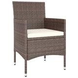 3 Piece Garden Dining Set Poly Rattan and Tempered Glass Brown