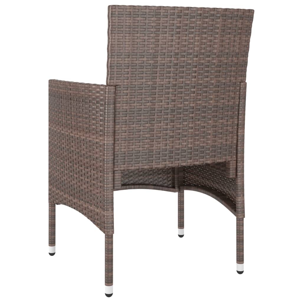3 Piece Garden Dining Set Poly Rattan and Tempered Glass Brown