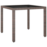 3 Piece Garden Dining Set Poly Rattan and Tempered Glass Brown
