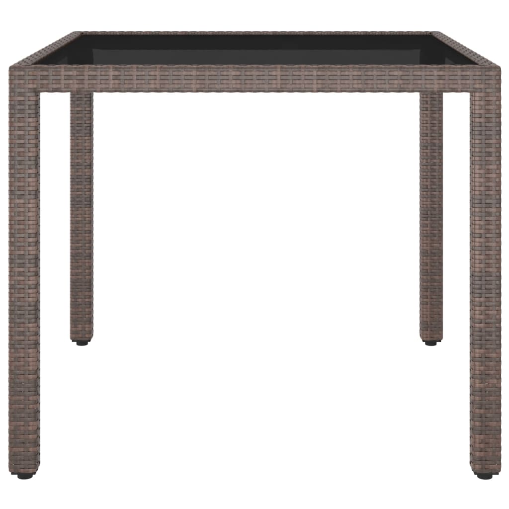 3 Piece Garden Dining Set Poly Rattan and Tempered Glass Brown