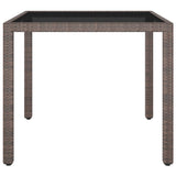 3 Piece Garden Dining Set Poly Rattan and Tempered Glass Brown