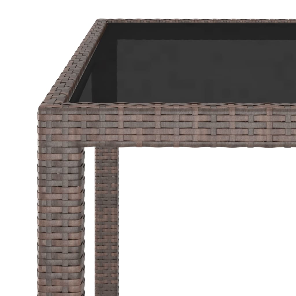 3 Piece Garden Dining Set Poly Rattan and Tempered Glass Brown