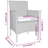 3 Piece Garden Dining Set Poly Rattan and Tempered Glass Brown