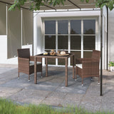 3 Piece Garden Dining Set Poly Rattan and Tempered Glass Brown