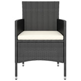 3 Piece Garden Dining Set Poly Rattan & Solid Acacia Wood Black - Top-Down View