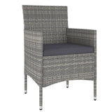 3 Piece Garden Dining Set Poly Rattan & Solid Acacia Wood Grey - Side View