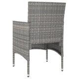 3 Piece Garden Dining Set Poly Rattan & Solid Acacia Wood Grey - 45-Degree Angle