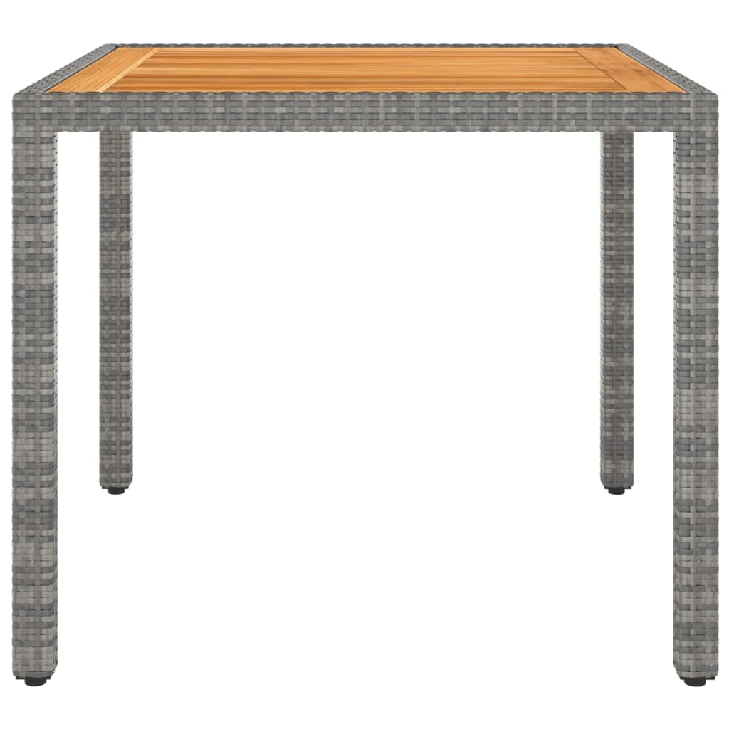 3 Piece Garden Dining Set Poly Rattan & Solid Acacia Wood Grey