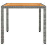 3 Piece Garden Dining Set Poly Rattan & Solid Acacia Wood Grey - Low Angle