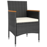 3 Piece Garden Dining Set Poly Rattan and Tempered Glass Black