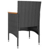 3 Piece Garden Dining Set Poly Rattan and Tempered Glass Black - 45-Degree Angle