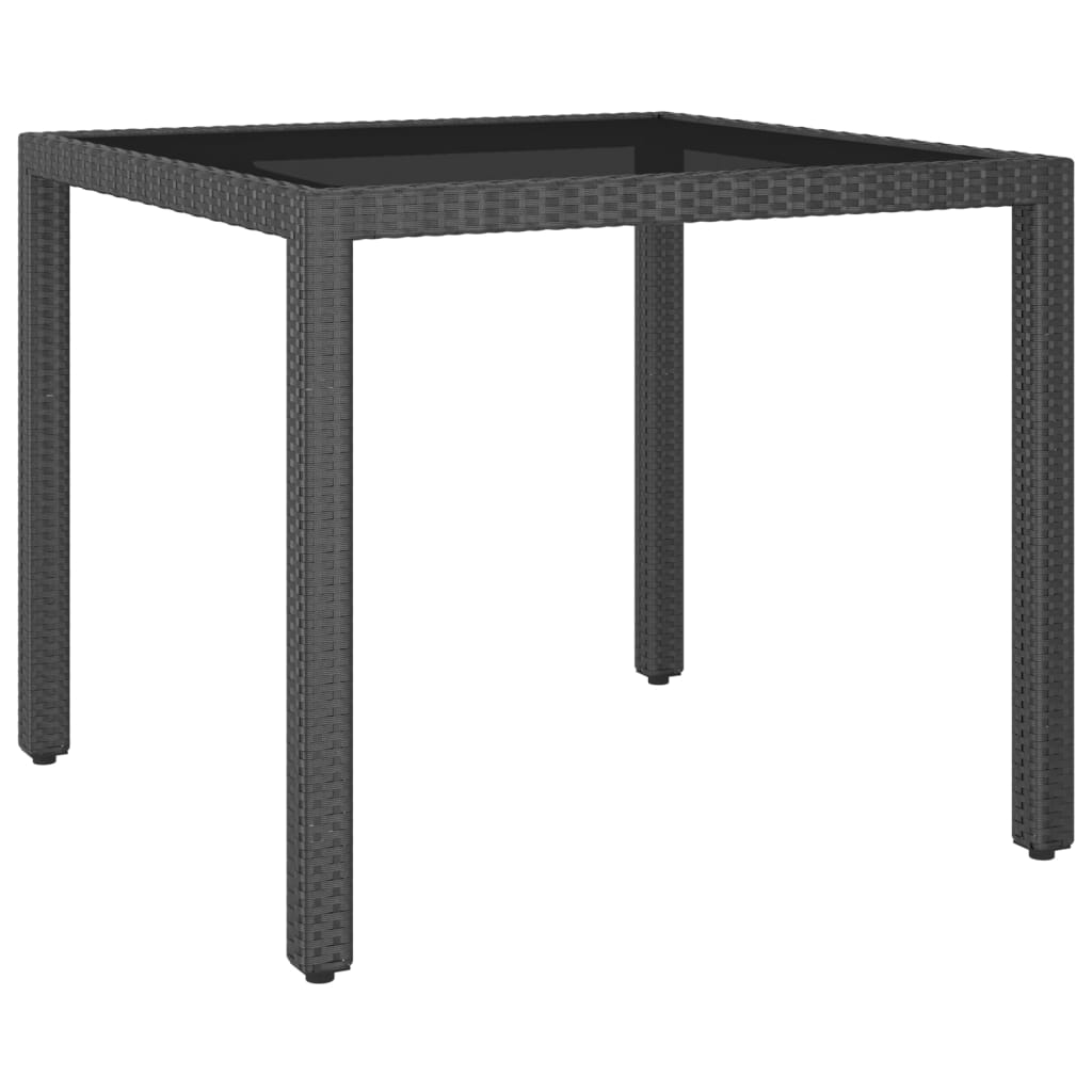 3 Piece Garden Dining Set Poly Rattan and Tempered Glass Black