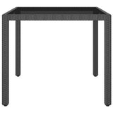 3 Piece Garden Dining Set Poly Rattan and Tempered Glass Black